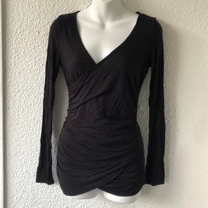 Black long sleeve v neck shirt